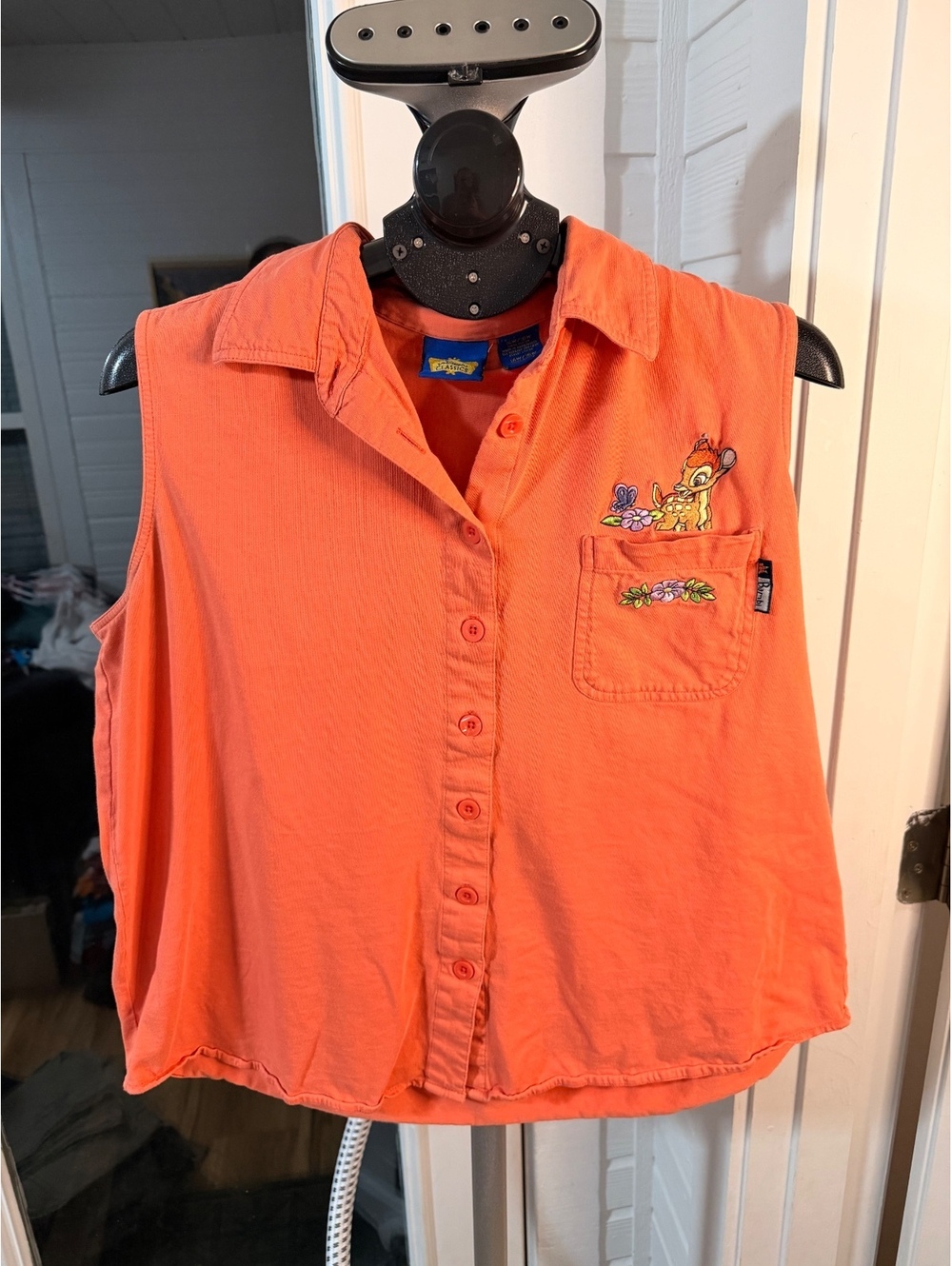 Disney Classics Bambi Orange Sleeveless Button Front Top